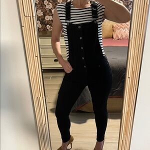 Celebrity Pink Women's Black Denim Overalls